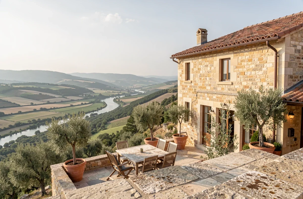 Domaine de Bellevue avec terrasse panoramique et vue sur la vallée du Rhône