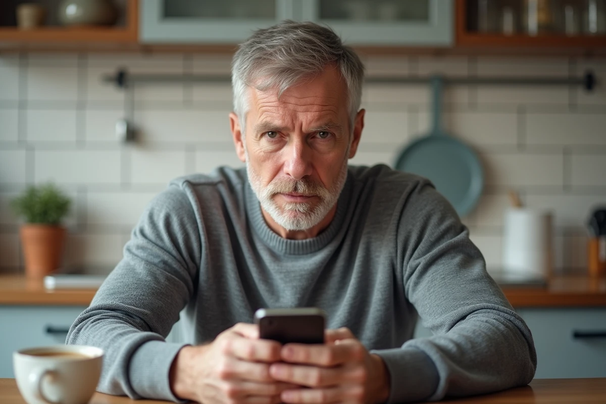 Homme tenant un smartphone affichant un bandeau de cookies, symbolisant la gestion des données personnelles et le RGPD au quotidien
