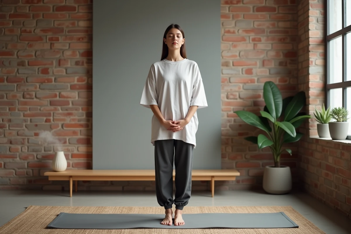 Personne en posture de méditation dans un espace bien-être d'entreprise illustrant la santé mentale et la détente au travail