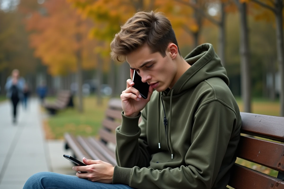Personne en extérieur consultant son support SIM Lyca pour trouver son numéro de téléphone