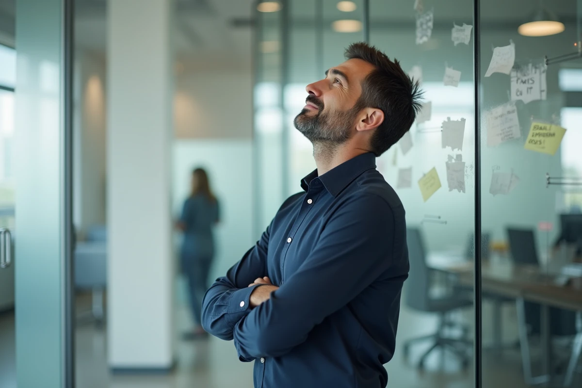 Homme en milieu professionnel illustrant les objectifs des fonctionnements cognitifs dans un bureau moderne